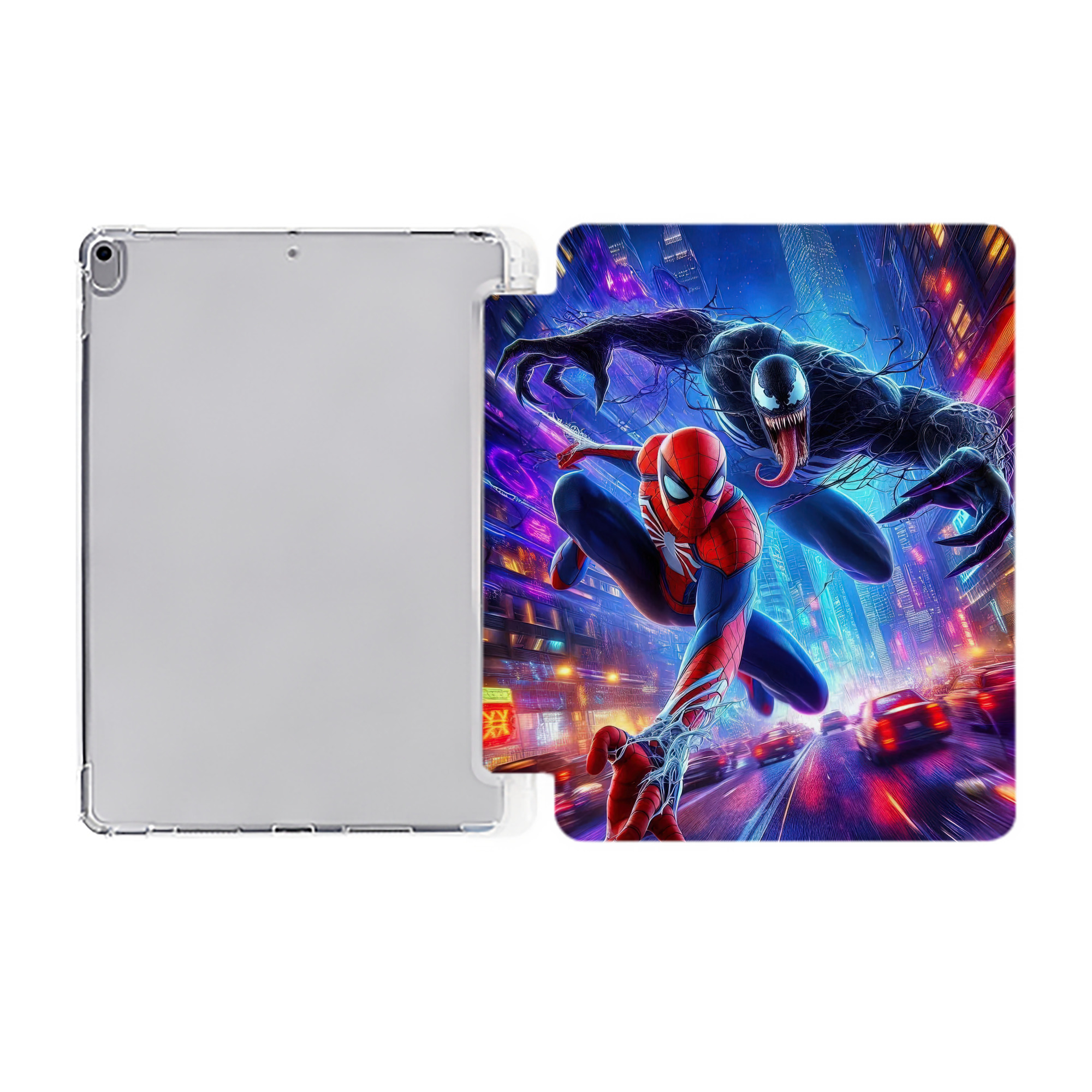 （画像用） Spider Man スパイダーマン IPad ケース ペン収納付き 三つ折りスタンド PUレザー×シリコン 対応機種9.5/10.5/10.9インチ